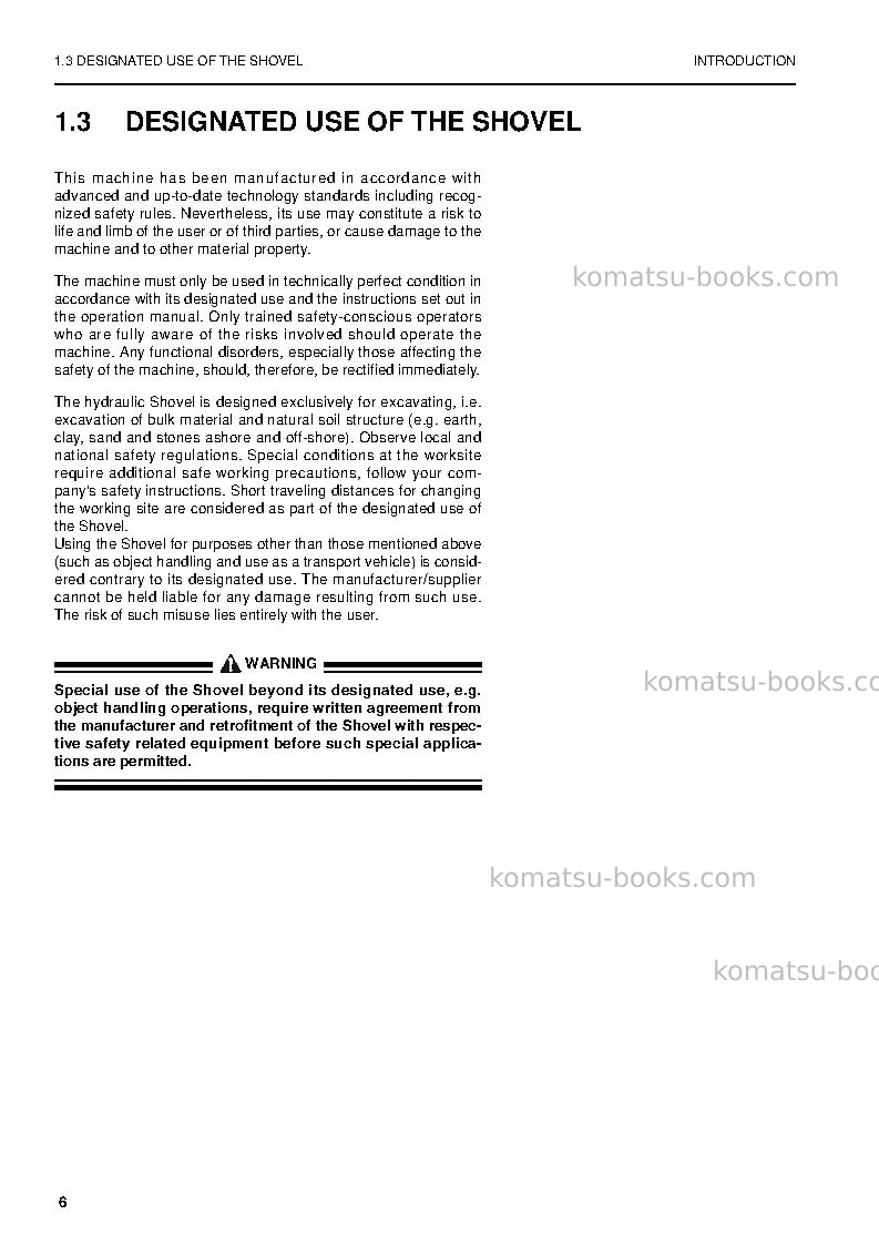Komatsu pc4000-6deu Operation manual cover Page 6 Komatsu pc4000-6deu Operation manual cover Page 6