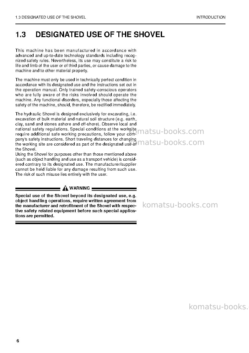 Komatsu pc4000-6deu Operation manual cover Page 6 Komatsu pc4000-6deu Operation manual cover Page 6