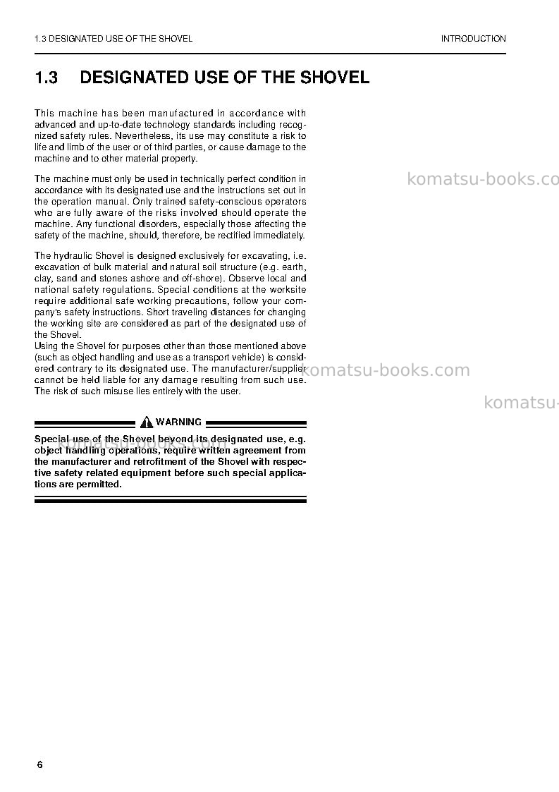 Komatsu pc4000-6deu Operation manual cover Page 6 Komatsu pc4000-6deu Operation manual cover Page 6