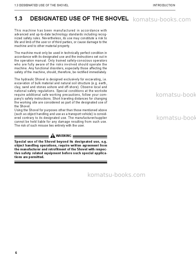 Komatsu pc4000-6deu-electric motor Operation manual cover Page 6 Komatsu pc4000-6deu-electric motor Operation manual cover Page 6