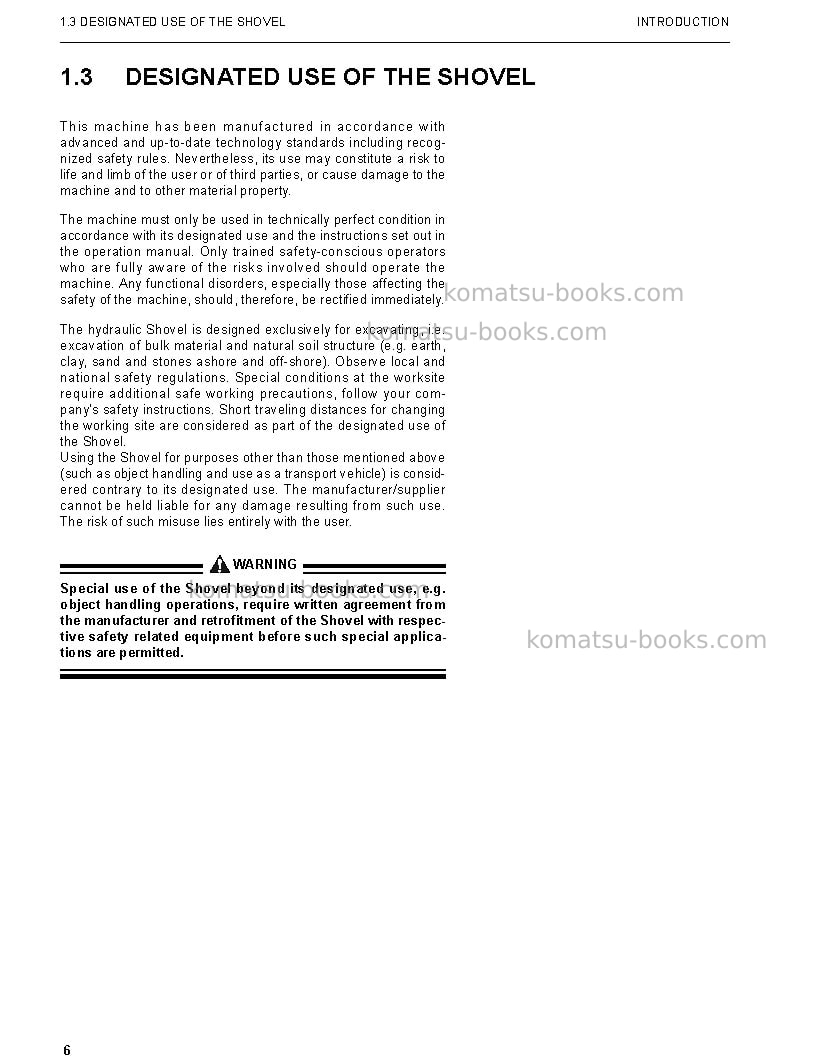 Komatsu pc4000-6deu-electric motor Operation manual cover Page 6 Komatsu pc4000-6deu-electric motor Operation manual cover Page 6