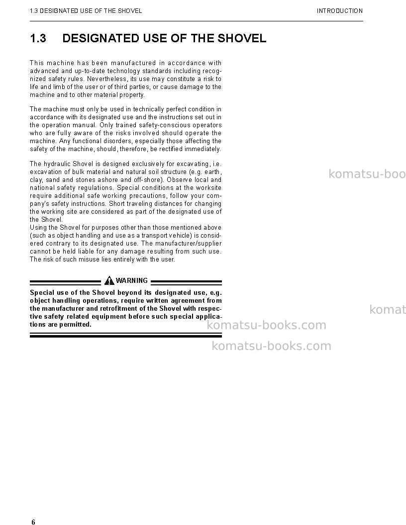 Komatsu pc4000-6deu-electric motor Operation manual cover Page 6 Komatsu pc4000-6deu-electric motor Operation manual cover Page 6