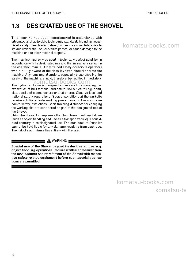 Komatsu pc8000-6deu Operation manual cover Page 6 Komatsu pc8000-6deu Operation manual cover Page 6