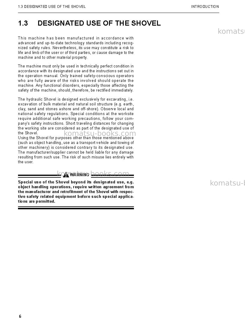 Komatsu pc8000-6deu Operation manual cover Page 6 Komatsu pc8000-6deu Operation manual cover Page 6