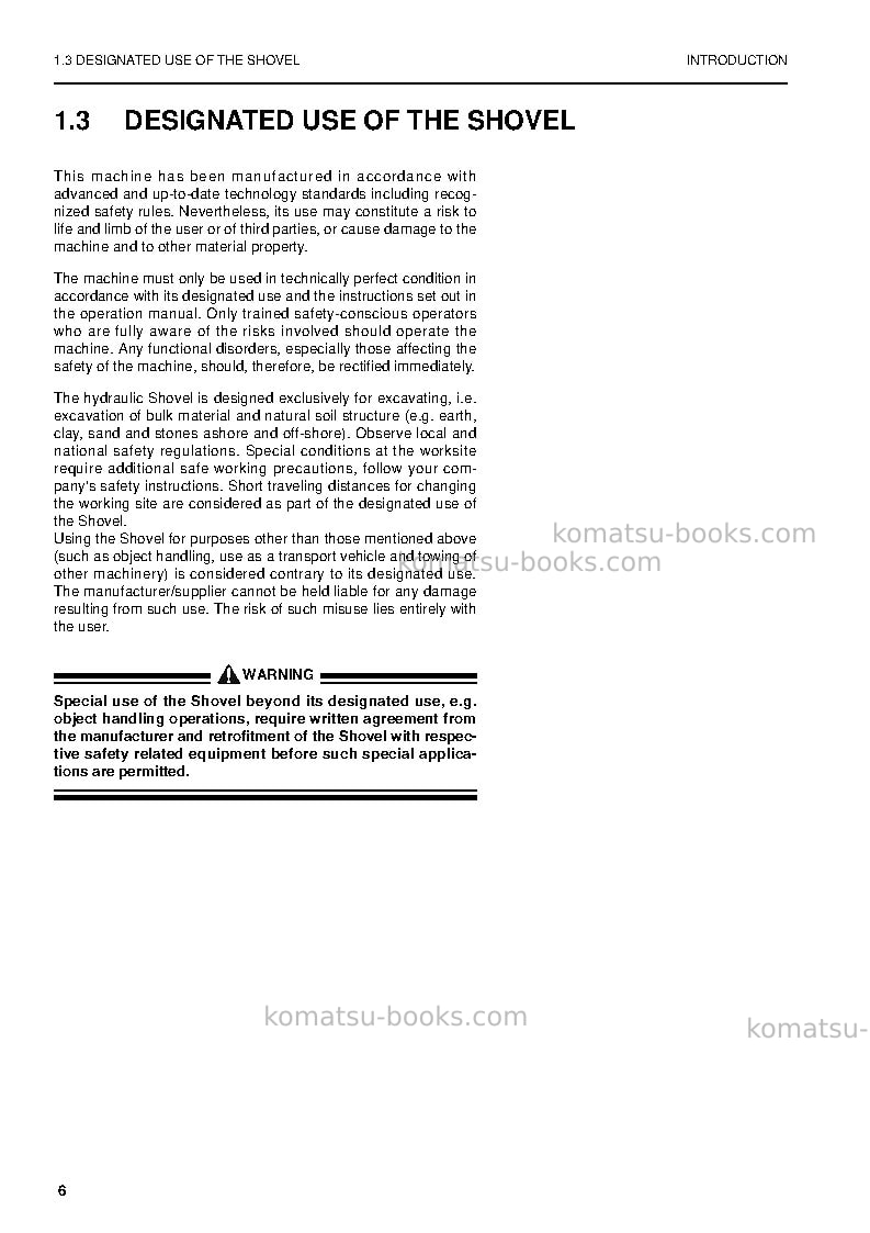 Komatsu pc8000-6deu Operation manual cover Page 6 Komatsu pc8000-6deu Operation manual cover Page 6