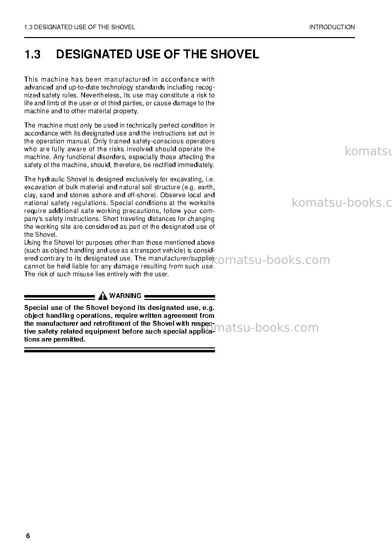Komatsu pc5500-6deu Operation manual cover Page 6 Komatsu pc5500-6deu Operation manual cover Page 6