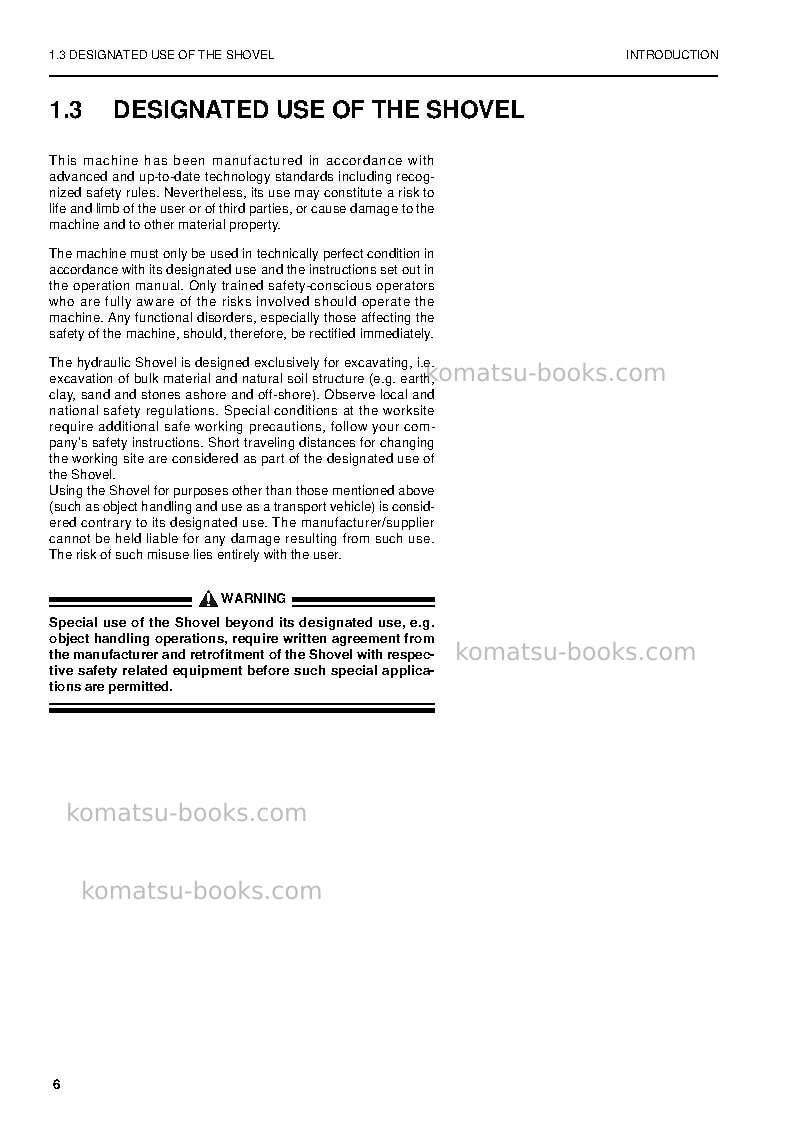 Komatsu pc5500-6deu Operation manual cover Page 6 Komatsu pc5500-6deu Operation manual cover Page 6