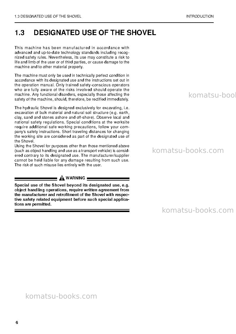 Komatsu pc5500-6deu Operation manual cover Page 6