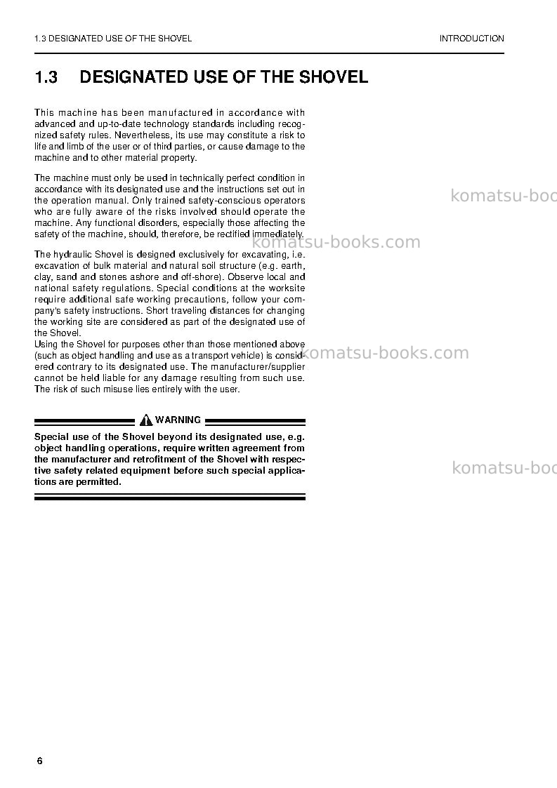 Komatsu pc5500-6deu Operation manual cover Page 6 Komatsu pc5500-6deu Operation manual cover Page 6