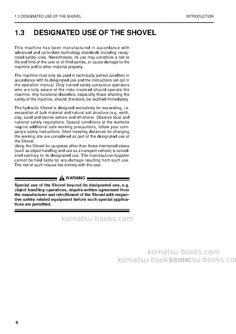 Komatsu pc5500-6deu Operation manual cover Page 6