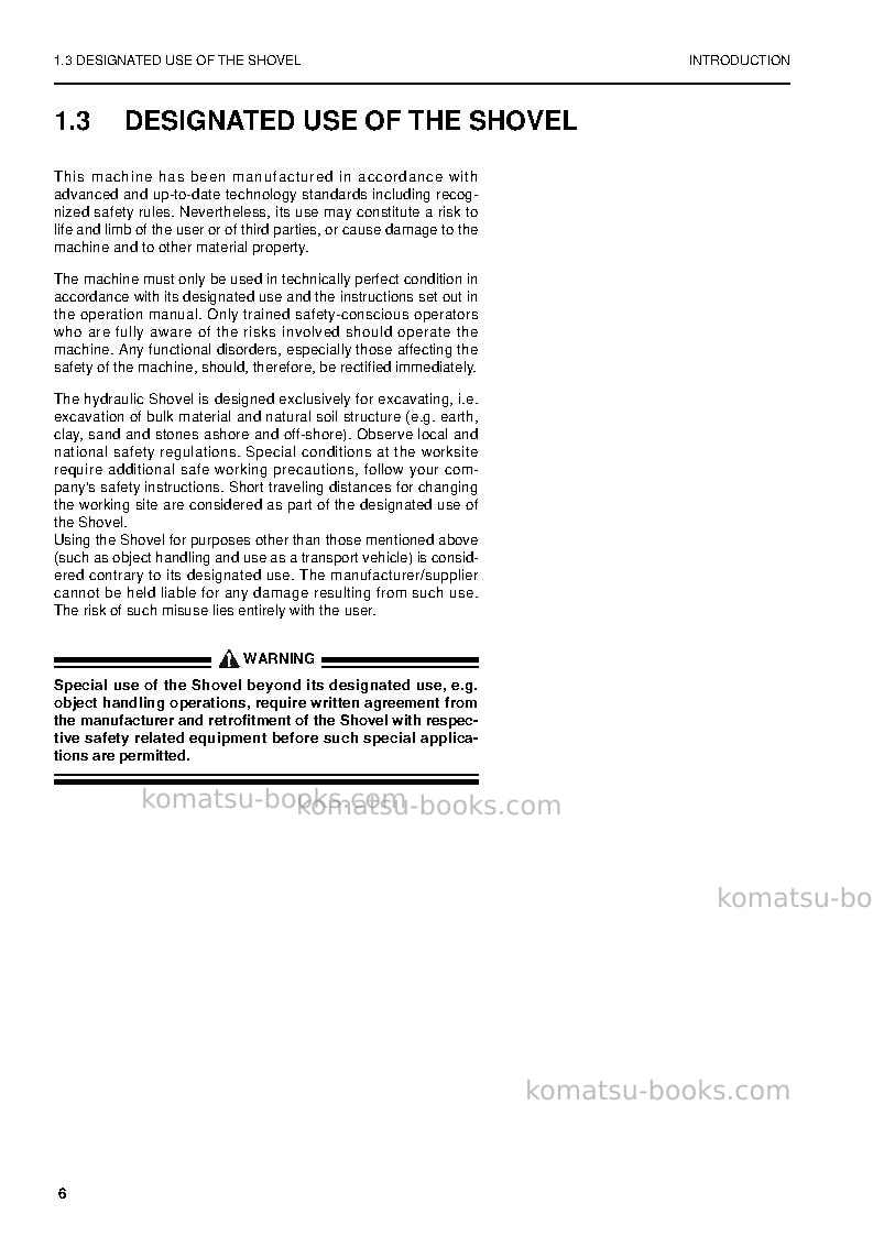 Komatsu pc5500-6deu-electric motor Operation manual cover Page 6