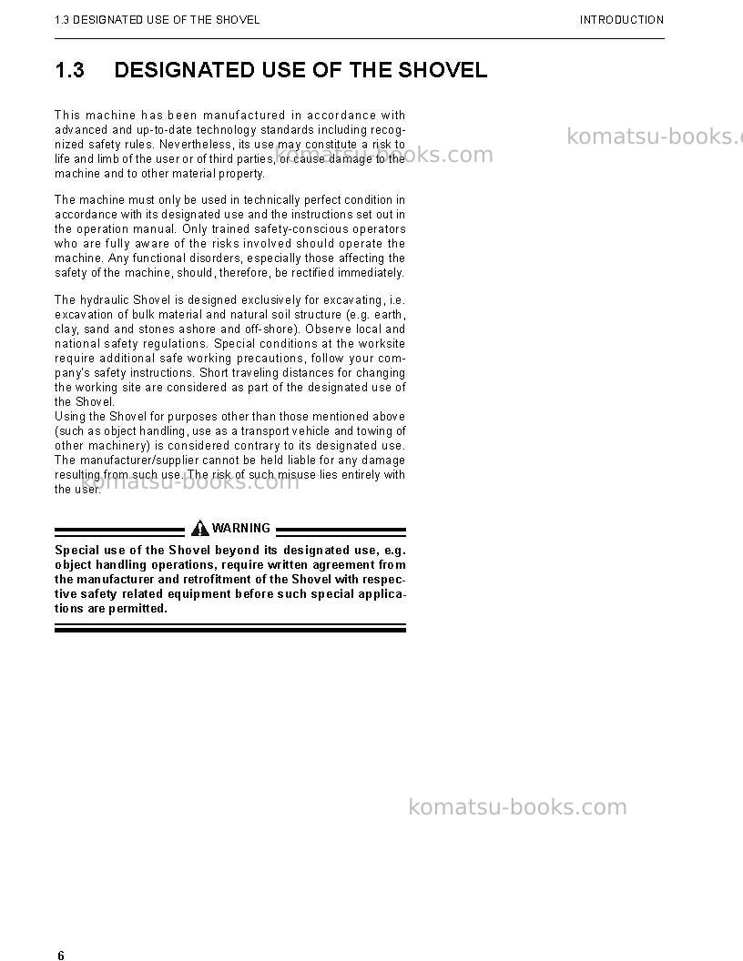 Komatsu pc5500-6deu-electric motor Operation manual cover Page 6
