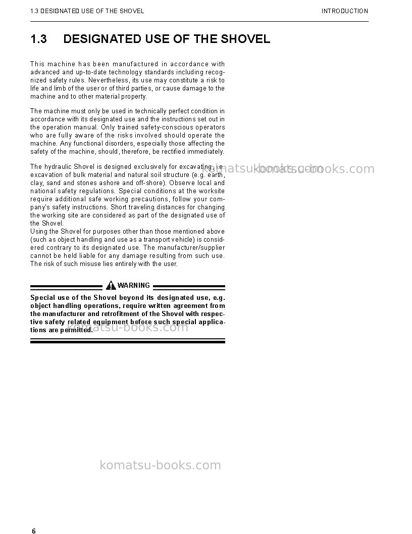 Komatsu pc5500-6deu Operation manual cover Page 6 Komatsu pc5500-6deu Operation manual cover Page 6