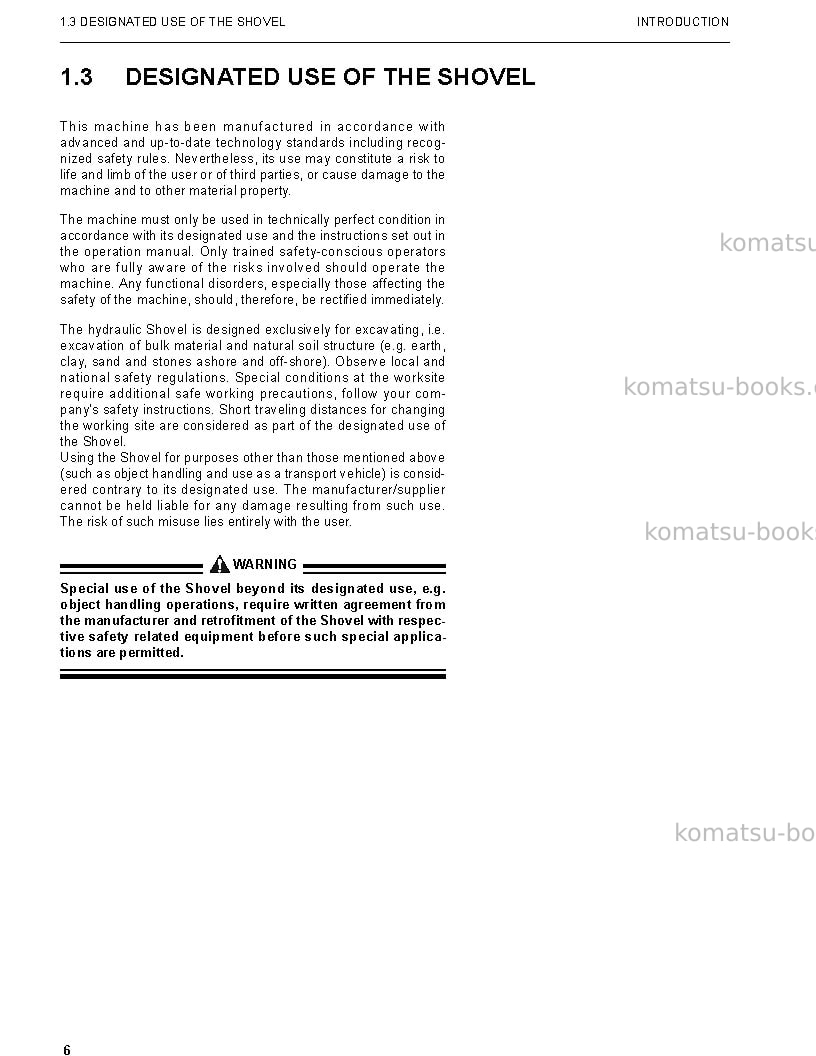 Komatsu pc5500-6deu Operation manual cover Page 6 Komatsu pc5500-6deu Operation manual cover Page 6
