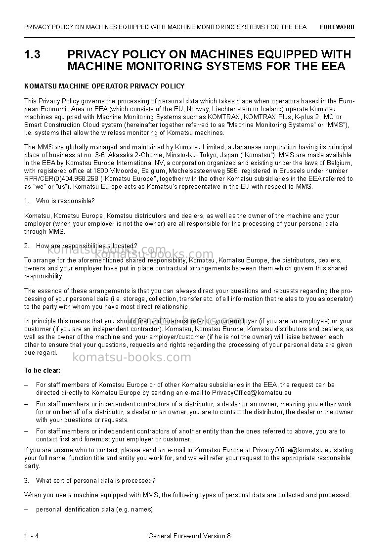 Komatsu pc5500-6deu Operation manual cover Page 6 Komatsu pc5500-6deu Operation manual cover Page 6