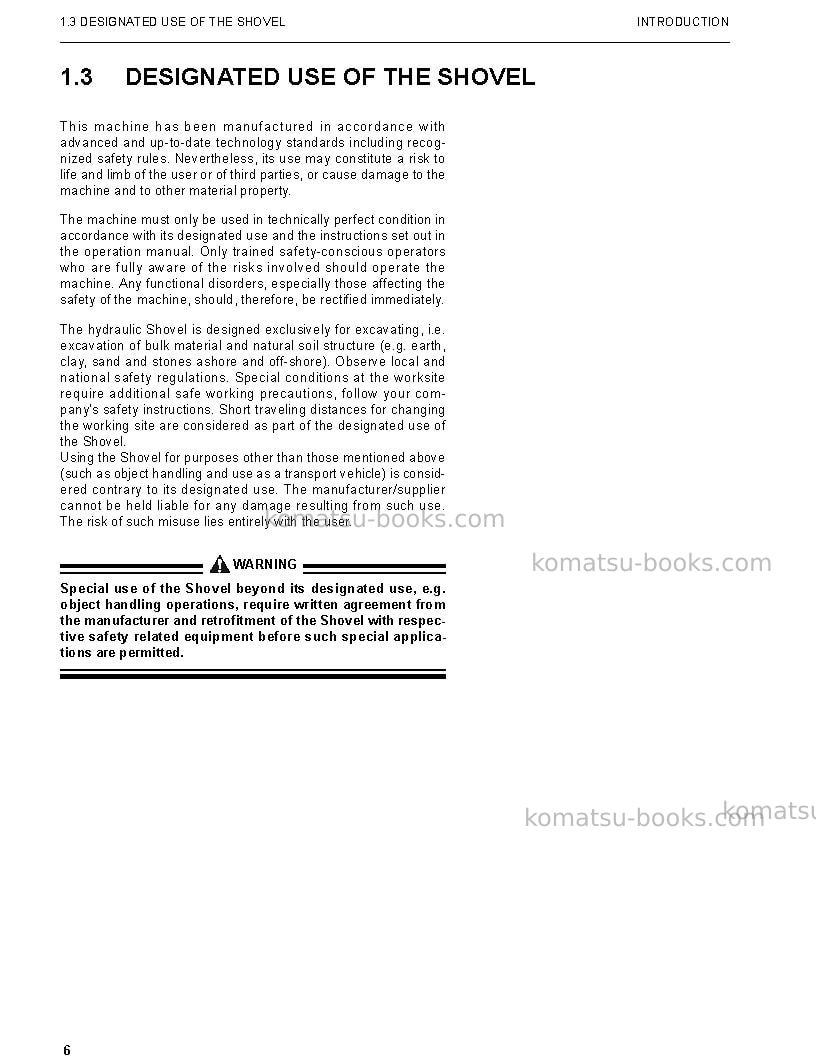 Komatsu pc4000-6deu Operation manual cover Page 6 Komatsu pc4000-6deu Operation manual cover Page 6