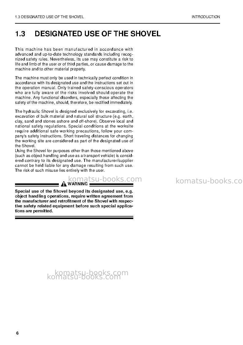 Komatsu pc4000-6deu Operation manual cover Page 6 Komatsu pc4000-6deu Operation manual cover Page 6