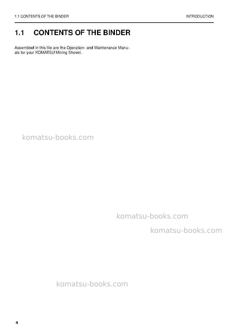 Komatsu pc4000e-6deu Repair & maintenance cover Page 6 Komatsu pc4000e-6deu Repair & maintenance cover Page 6