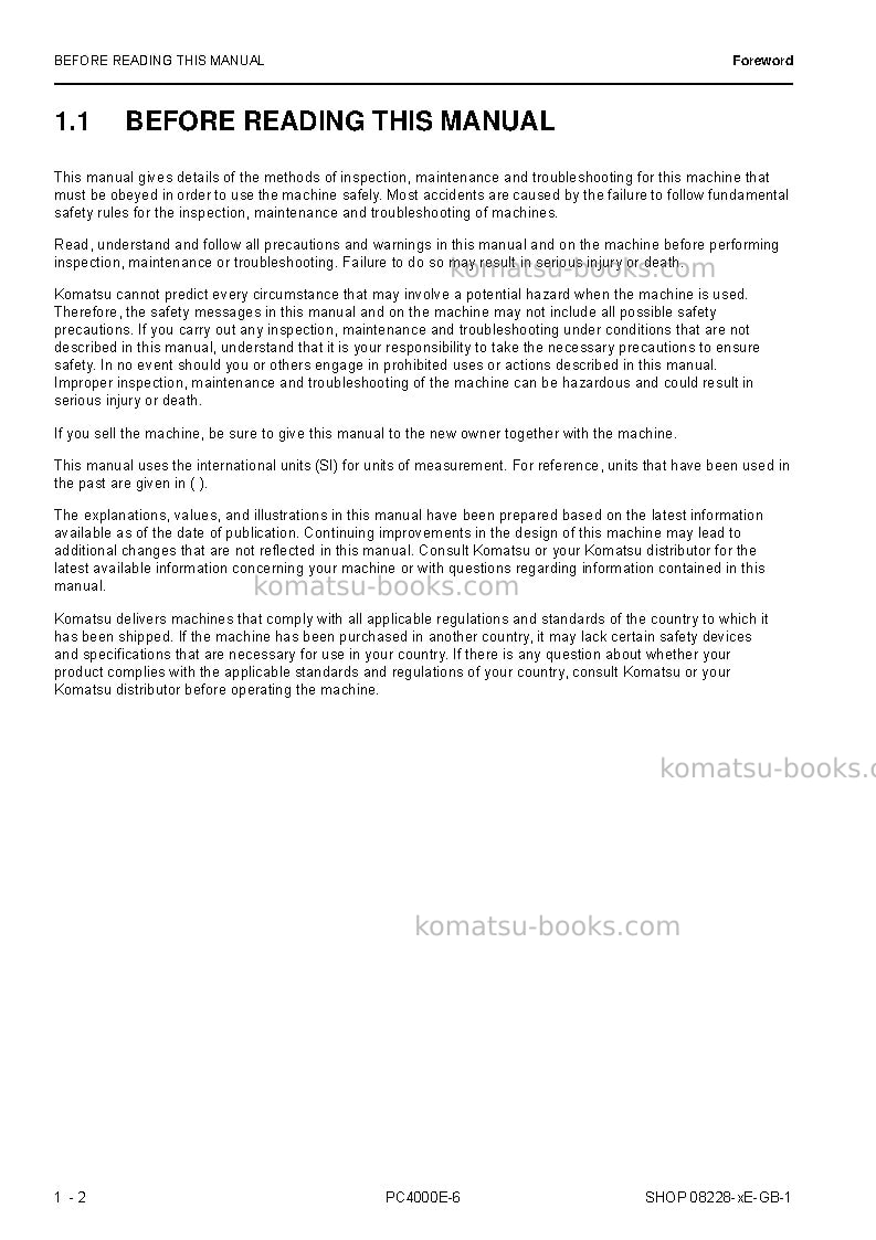 Komatsu pc4000e-6deu Repair & maintenance cover Page 6