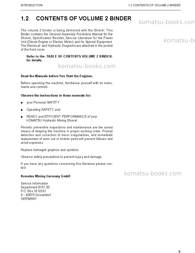 Komatsu pc8000e-6deu Repair & maintenance cover Page 6