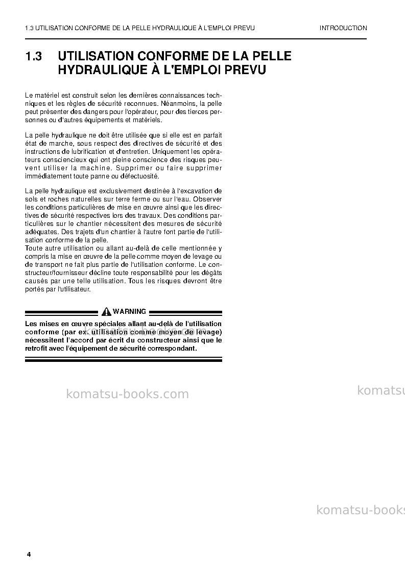 Komatsu pc3000-6deu Manuel d'utilisation couverture Page 6 Komatsu pc3000-6deu Manuel d'utilisation couverture Page 6