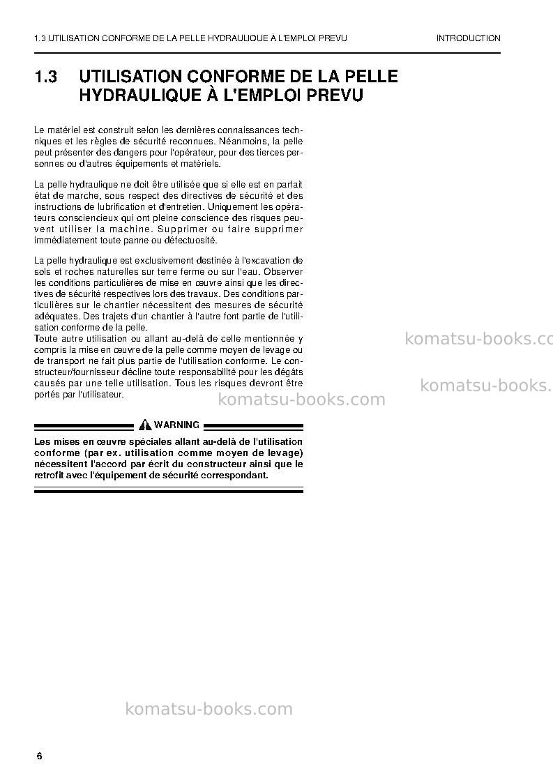 Komatsu pc5500-6deu Manuel d'utilisation couverture Page 6 Komatsu pc5500-6deu Manuel d'utilisation couverture Page 6