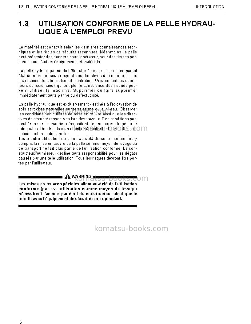 Komatsu pc5500-6deu Manuel d'utilisation couverture Page 6 Komatsu pc5500-6deu Manuel d'utilisation couverture Page 6