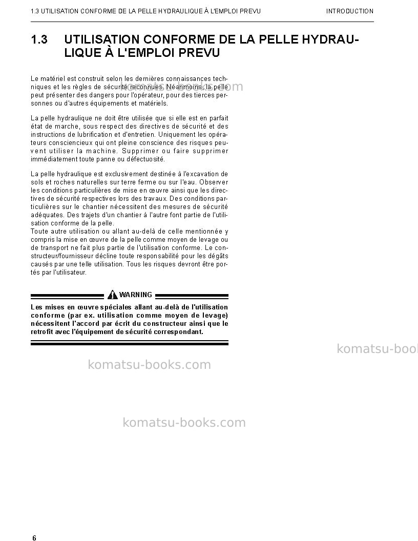 Komatsu pc3000-6deu Manuel d'utilisation couverture Page 6