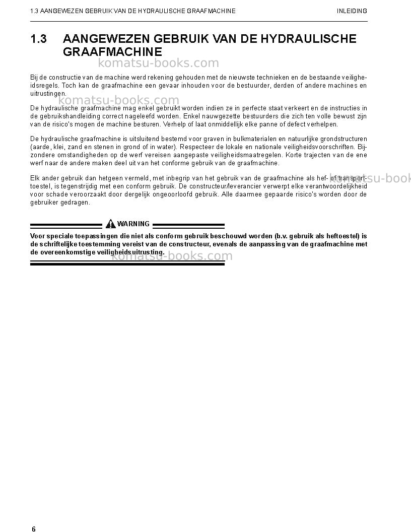 Komatsu pc3000-6deu Operation manual cover Page 6 Komatsu pc3000-6deu Operation manual cover Page 6