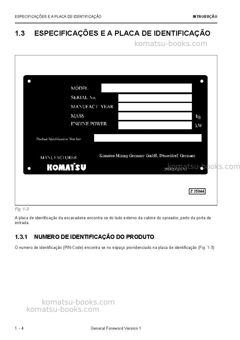 Komatsu pc4000e-6deu Manual de operação capa Página 6 Komatsu pc4000e-6deu Manual de operação capa Página 6