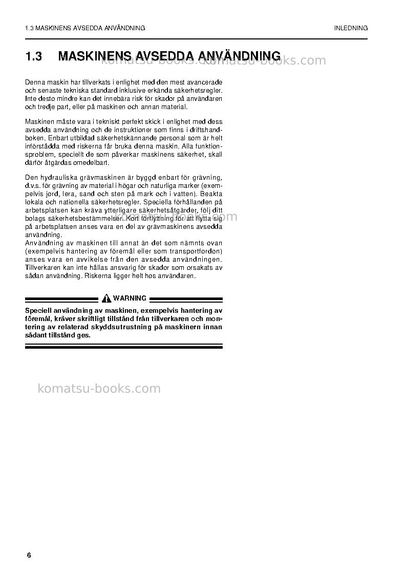 Komatsu pc5500-6deu Operation manual cover Page 6 Komatsu pc5500-6deu Operation manual cover Page 6