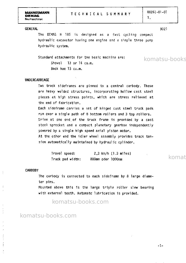 Komatsu h185sdeu Repair & maintenance cover Page 6 Komatsu h185sdeu Repair & maintenance cover Page 6