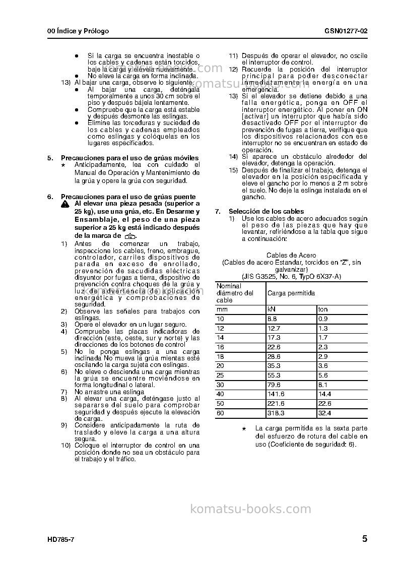Komatsu hd785-7jpn Reparación y mantenimiento cover Page 6