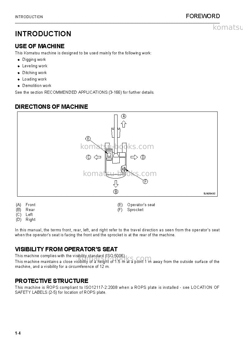 Komatsu pc240lc-8bra Operation manual cover Page 6 Komatsu pc240lc-8bra Operation manual cover Page 6