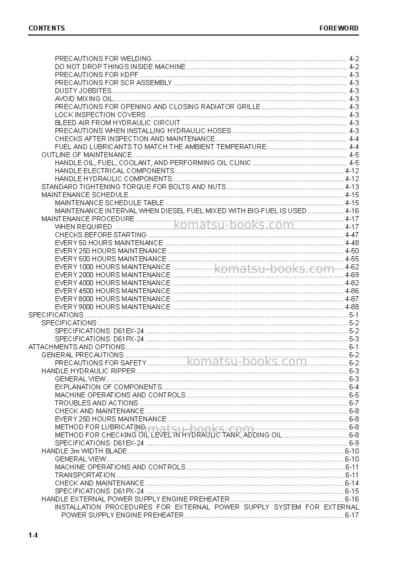 Komatsu d61ex-24bra Operation manual cover Page 6 Komatsu d61ex-24bra Operation manual cover Page 6