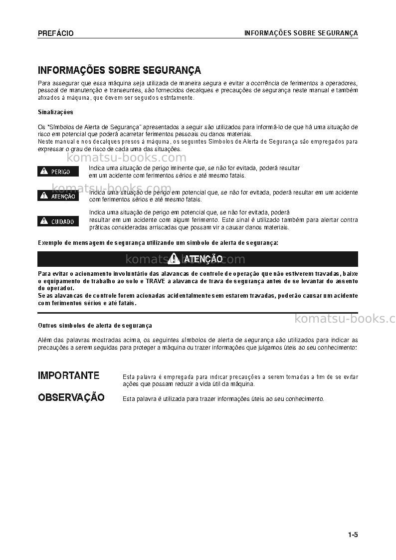 Komatsu gd825a-2jpn Manual de operação capa Página 6 Komatsu gd825a-2jpn Manual de operação capa Página 6