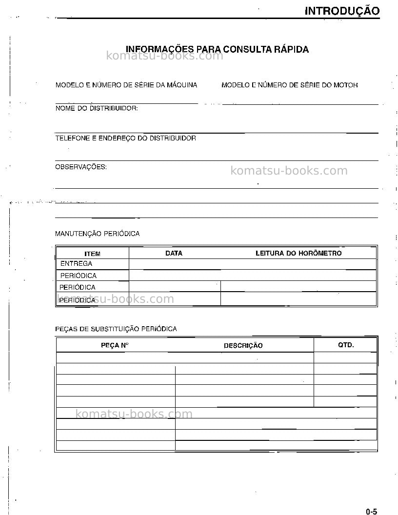 Komatsu wa180-1bra-b Manual de operação capa Página 6 Komatsu wa180-1bra-b Manual de operação capa Página 6