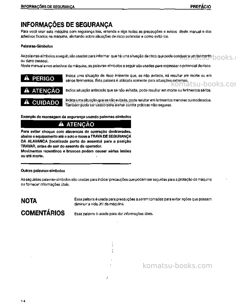 Komatsu d61px-12bra Manual de operação capa Página 6 Komatsu d61px-12bra Manual de operação capa Página 6