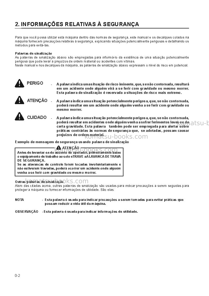Komatsu wa1200-3jpn Manual de operação capa Página 6 Komatsu wa1200-3jpn Manual de operação capa Página 6