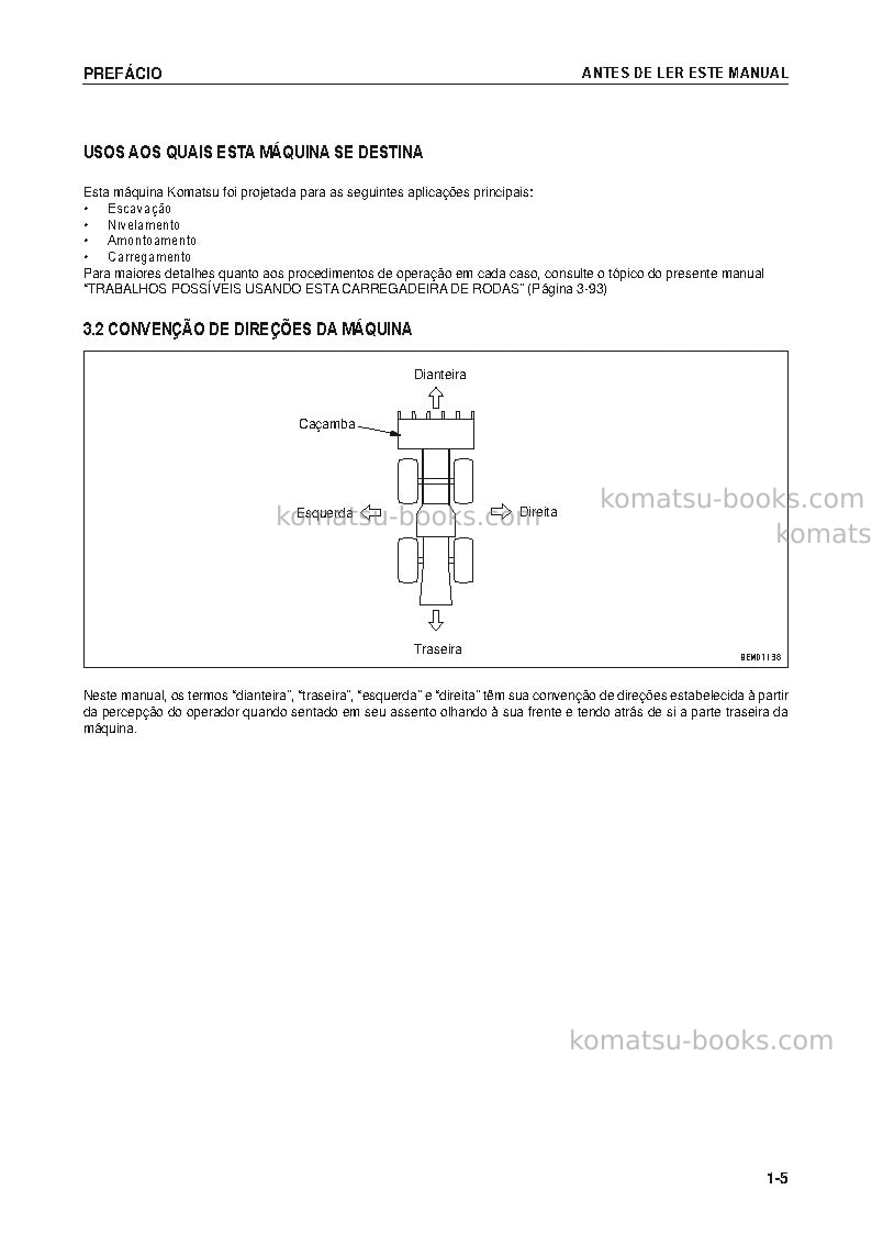 Komatsu wa200-5bra Manual de operação capa Página 6