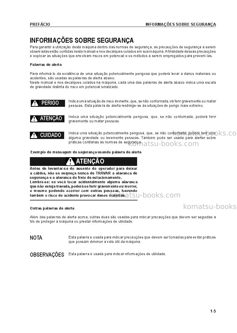 Komatsu d275ax-5jpn-e0 Manual de operação capa Página 6 Komatsu d275ax-5jpn-e0 Manual de operação capa Página 6