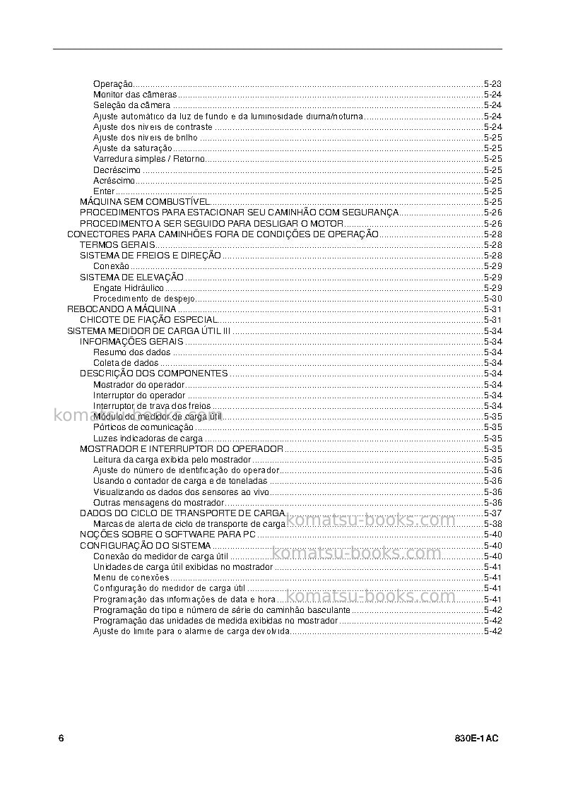 Komatsu 830e-1usa-ac Manual de operação capa Página 6 Komatsu 830e-1usa-ac Manual de operação capa Página 6