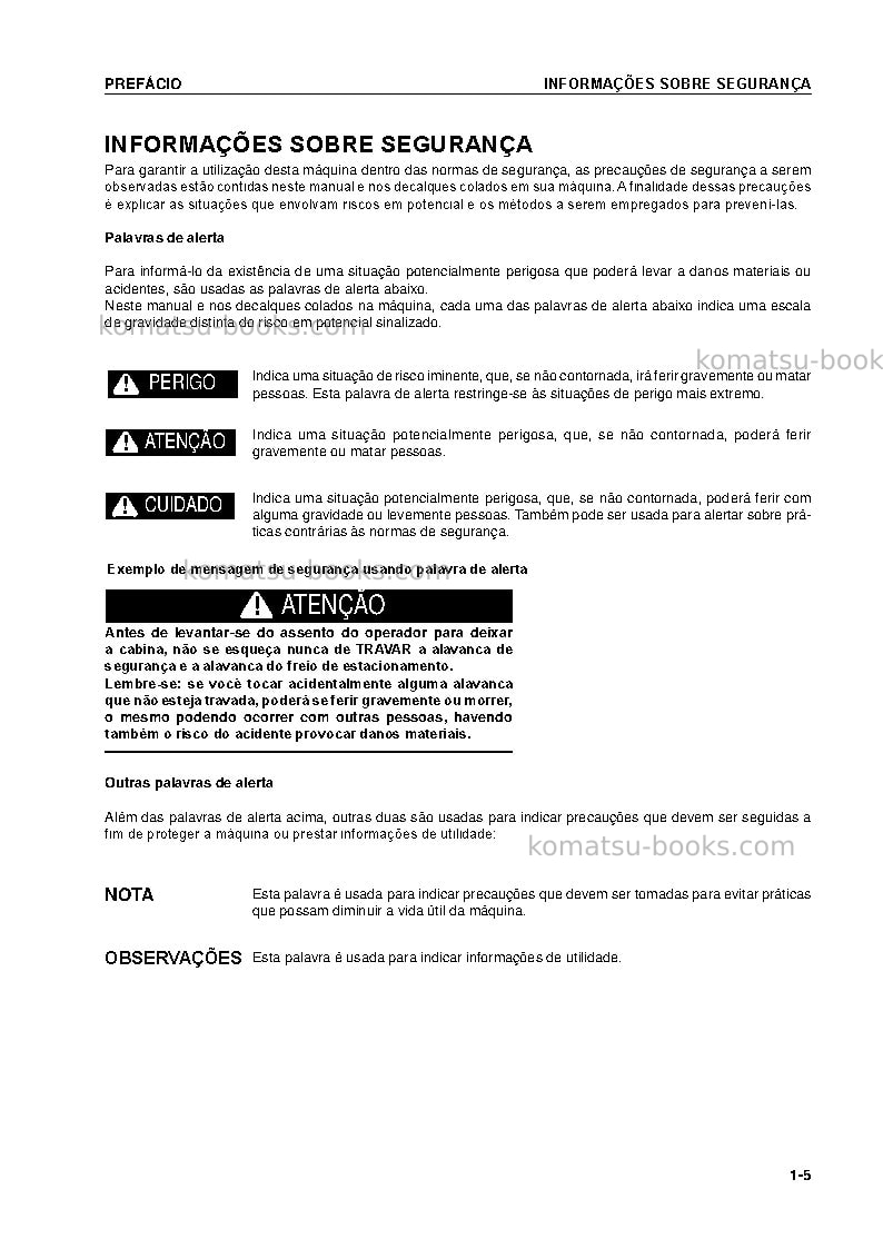 Komatsu d475a-5jpn-e0 Manual de operação capa Página 6