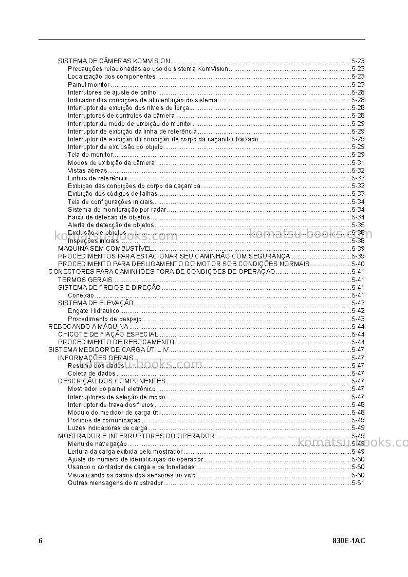 Komatsu 830e-1usa-ac Manual de operação capa Página 6 Komatsu 830e-1usa-ac Manual de operação capa Página 6