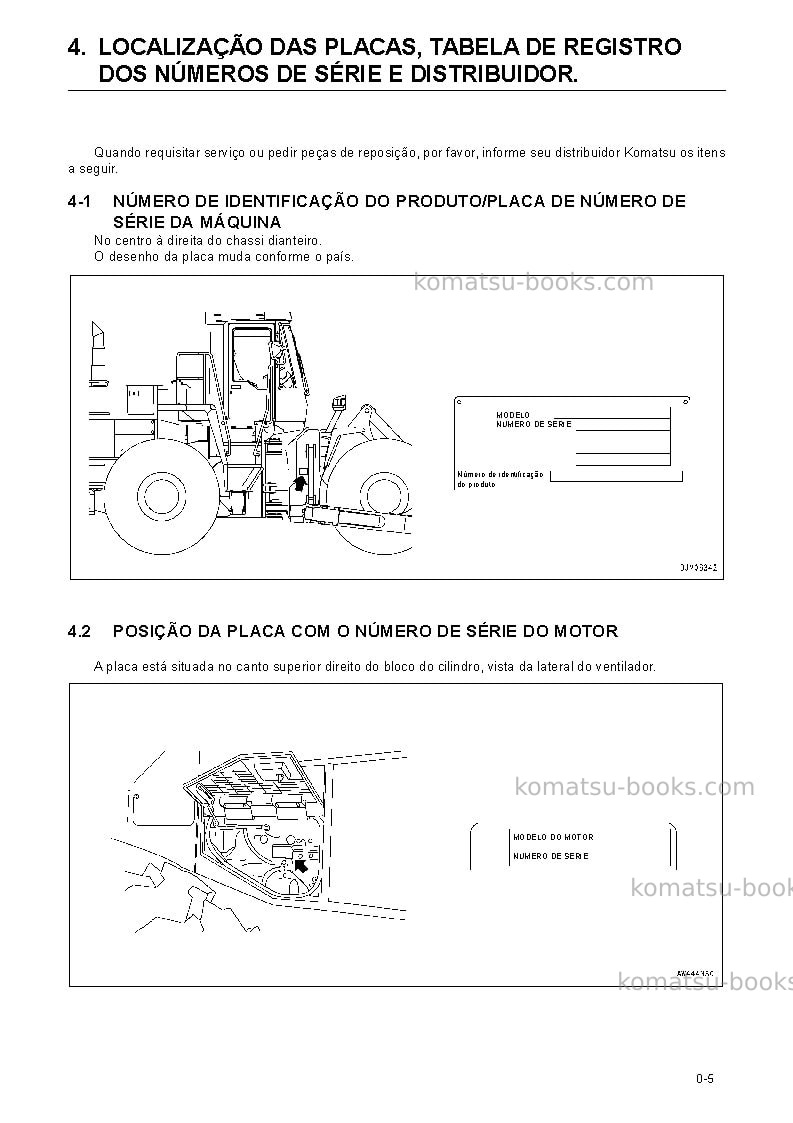 Komatsu wd500-3jpn Manual de operação capa Página 6 Komatsu wd500-3jpn Manual de operação capa Página 6