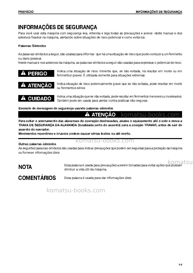 Komatsu wd600-3jpn Manual de operação capa Página 6 Komatsu wd600-3jpn Manual de operação capa Página 6