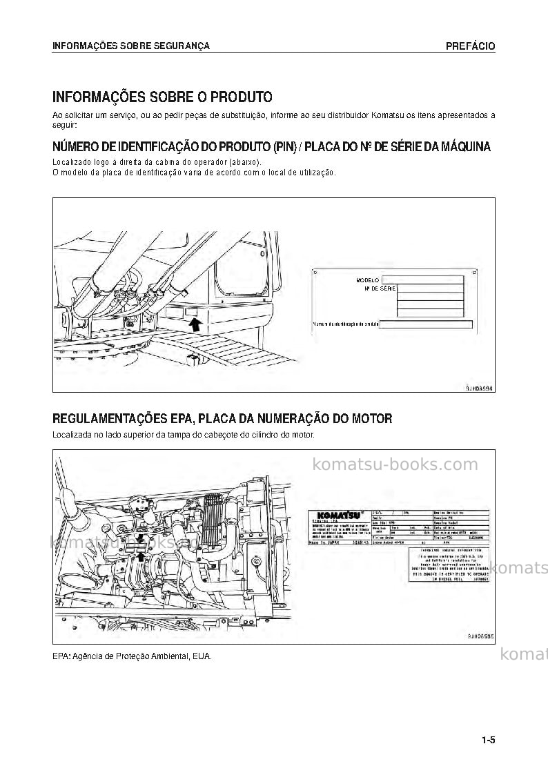 Komatsu pc200-8bra Manual de operação capa Página 6 Komatsu pc200-8bra Manual de operação capa Página 6