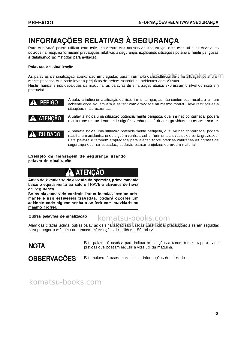 Komatsu pc350-7jpn Manual de operação capa Página 6 Komatsu pc350-7jpn Manual de operação capa Página 6