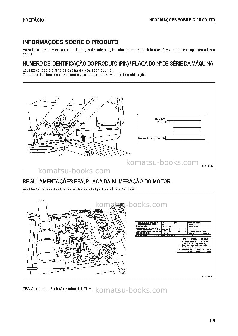 Komatsu pc160lc-8bra Manual de operação capa Página 6