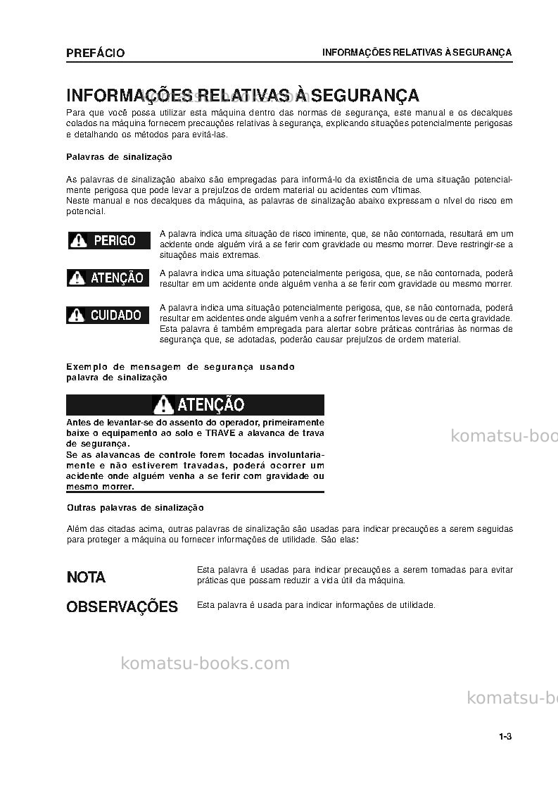 Komatsu pc400-7jpn Manual de operação capa Página 6 Komatsu pc400-7jpn Manual de operação capa Página 6